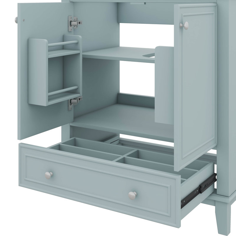 Armoire multifonctionnelle de base de meuble-lavabo 30 po avec portes et tiroir, Vert