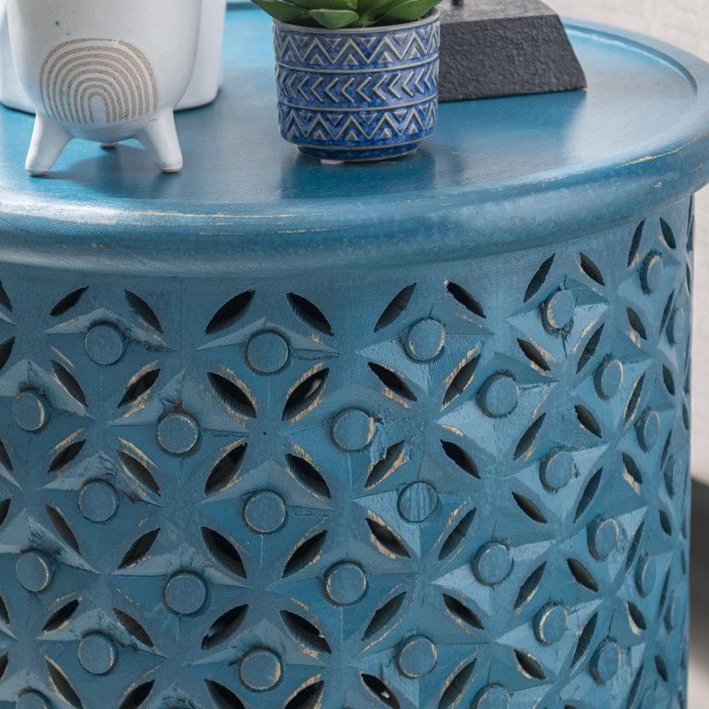 Eakin Solid Wood End Table, Blue