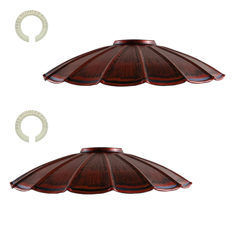 8cm H Metal Empire Lamp Shade, Rustic Red