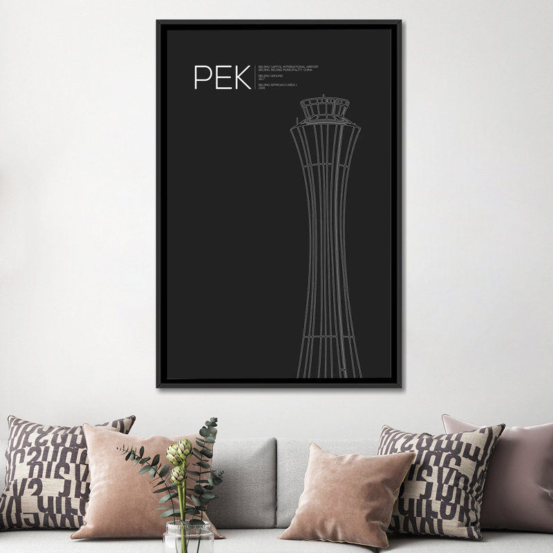 PEK Tower, Beijing Capital International Airport by 08 Left - Graphic Art, 60" H x 40" W x 1.5" D, Black Framed Canvas