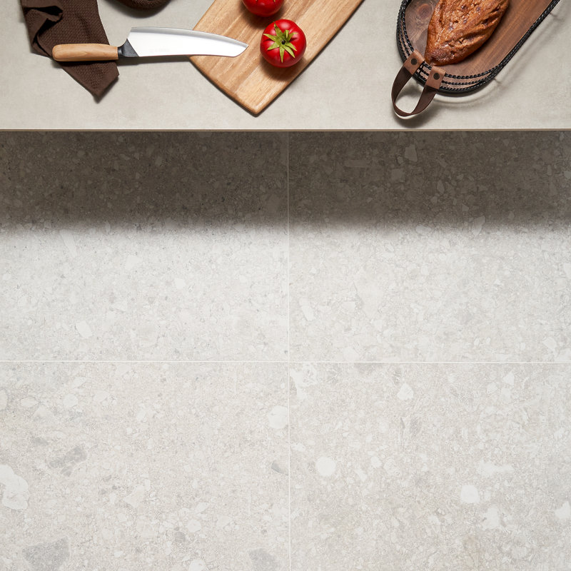 Stonehenge 24" x 24" Matte Porcelain Terrazzo Look Floor and Wall Tile (11.62 Sq. Ft. / Case), Silver