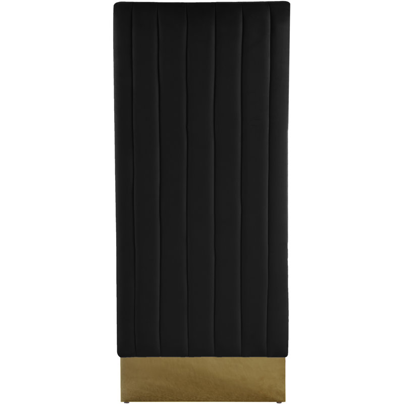 Chaise rembourrée Elia, Velours noir, Or