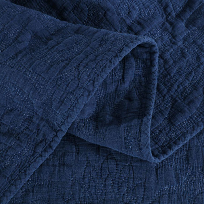 Modern & Contemporary Cotton Quilt, Navy, Queen Quilt + 2 Standard Shams