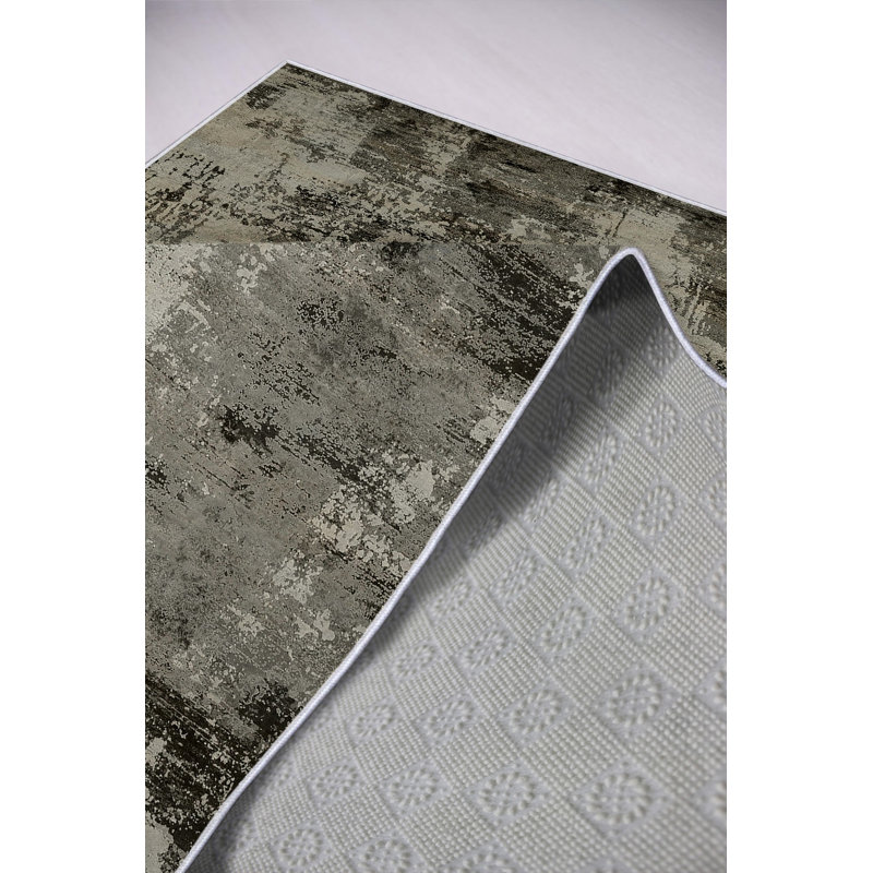 Eco-Friendly Anthracite Carpet, 4.6 x 7.2 Feet | 100% Polyester, 650 g/m², 0.2 in Pile Height | Antibacterial, Non-Slip PVC Dot Underside | Machine Washable, Perfect for Living Room & Bedroom Décor