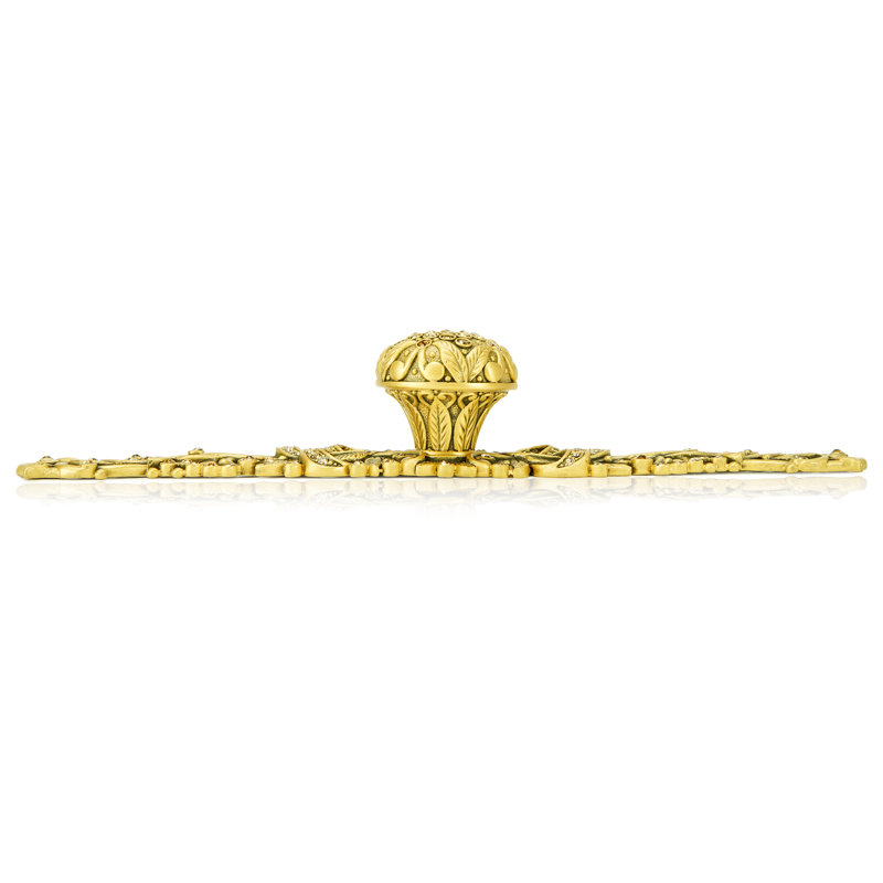 TRESCOTT; KNOB WITH BACK PLATE; CLEAR CRYSTAL BURNISH SILVER FINISH, Gold
