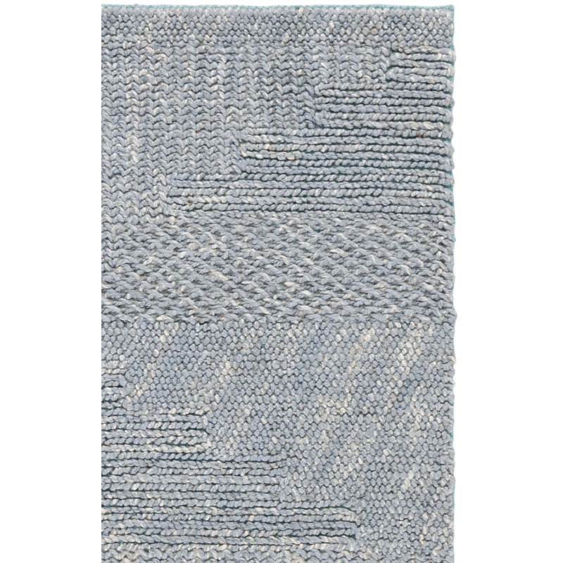 Tapis gris / bleu en chanvre / coton tissé à la main Natural Fiber, Carré 6 pi