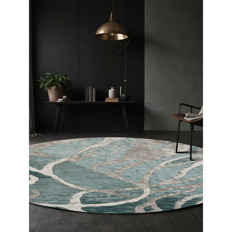 Tapis gris lavable à la machine, Rond 4 pi