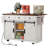 53.7" Farmhouse Kitchen Island with Power Outlet, 2 Sliding Barn Door Kitchen Storage Island with Drop Leaf, Spice Rack Rolling Kitchen Cart on Wheels, for Home, Kitchen and Dining Room, White