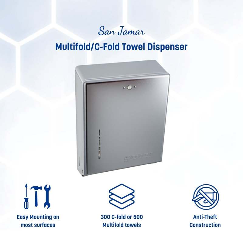 San Jamar Multifold, C-Fold Towel Dispenser, Chrome