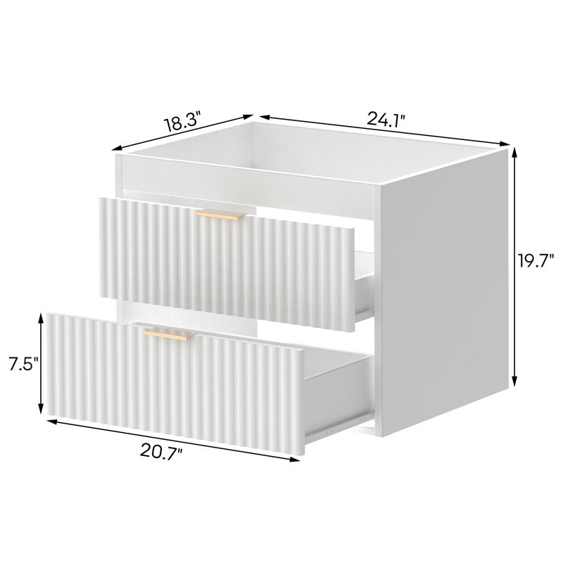 Base de meuble-lavabo simple 24 po seulement, White