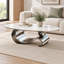 Table basse ovale moderne en faux marbre avec base en acier inoxydable gris, 124 cm (48,95 po).