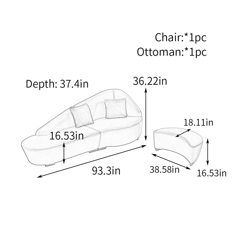 Chaises longues d'intérieur en similicuir Arc, Orienté à droite