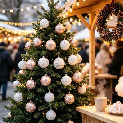 Décorations de Noël - Ensemble de 16 boules décoratives à suspendre pour sapin de Noël, brillantes et festives. Idéales pour décorer votre intérieur.
