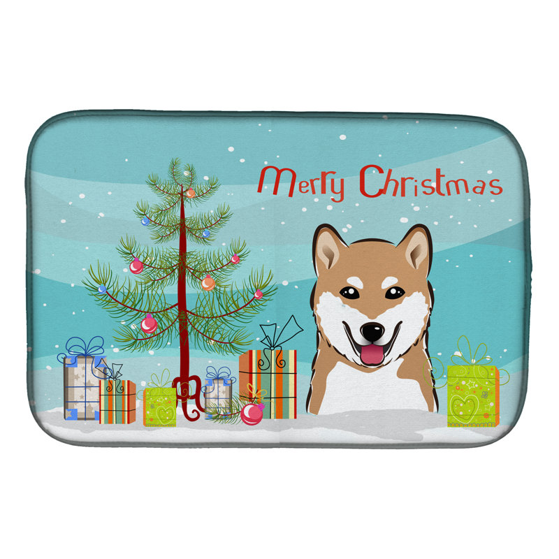 Tapis de séchage shiba arbre de noël et shiba