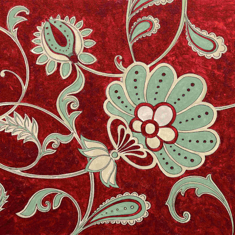 «Red Fun Florals 2», impression sur toile tendue, H 20 po x l 20 po