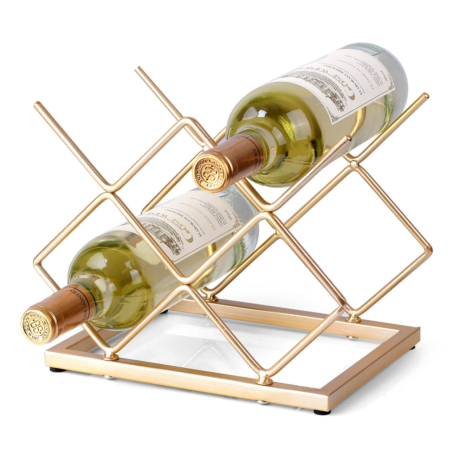 Everly Quinn Countertop Wine Rack - 5 Bottle Freestanding Modern Gold ...