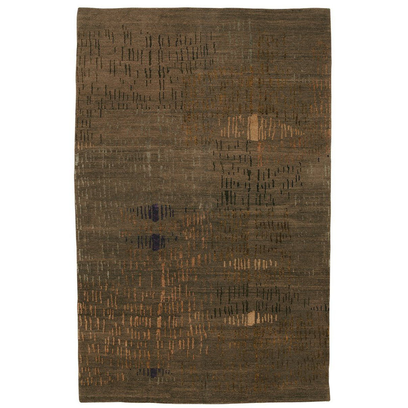 Prati Abstract Area Rug in Brown/Orange, Rectangle 3' x 5'