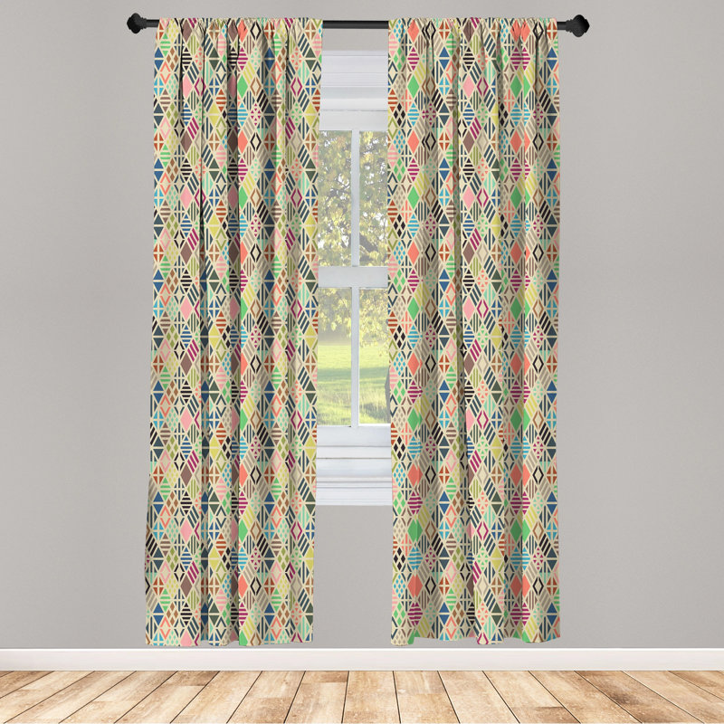 Geometric Semi-Sheer Rod Pocket Curtain Panels, 28" x 84"