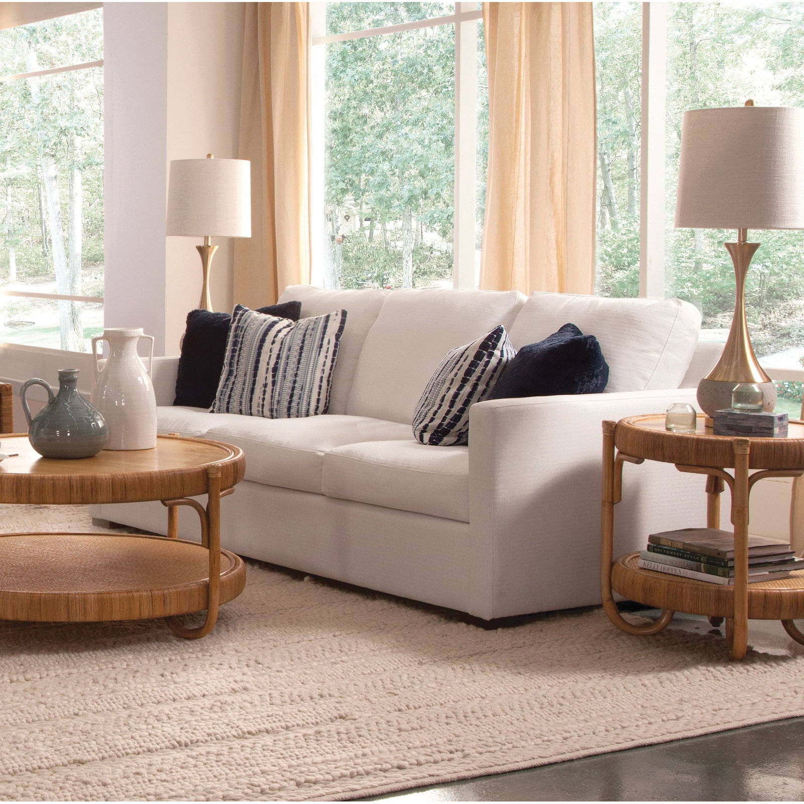Bel-Air 87'' Upholstered Sofa, Java, White Performance Fabric; 0851-94