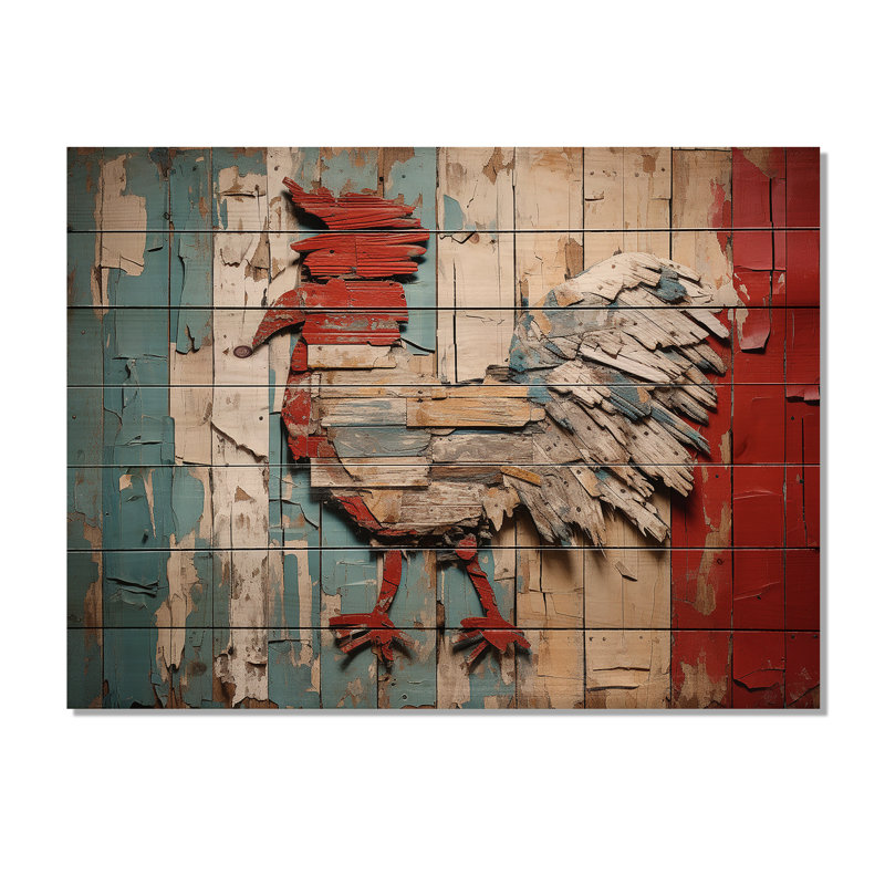 Rustic Rooster Wooden Peck I - Animal de poulet sur bois, H 10 po x l 20 po