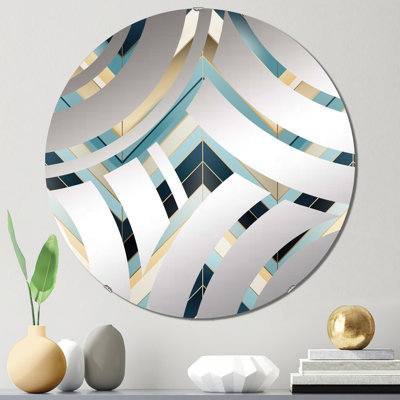 Carreaux bleu et blanc à chevrons Dreams - Miroir décoratif à vague centrale