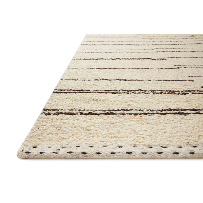 Roman Wool Area Rug in Beige/Black, Rectangle 2' x 3'