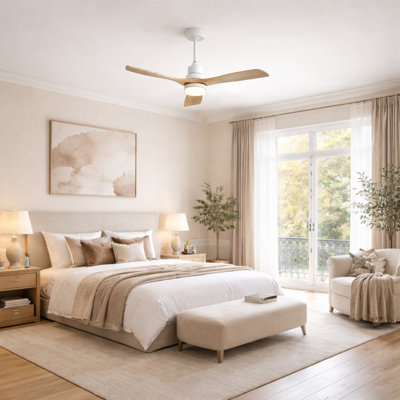 Ventilateur de plafond moderne à 3 pales de 52 po avec télécommande et ensemble d'éclairage Nicola