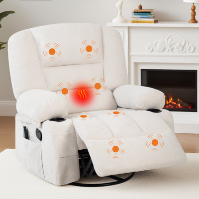 Fauteuil inclinable manuel pivotant pour le salon, canapé inclinable rembourré simple avec poches de rangement latérales, revêtement en chenille et velours côtelé / polyuréthane, plusieurs options de couleurs pour la détente à la maison