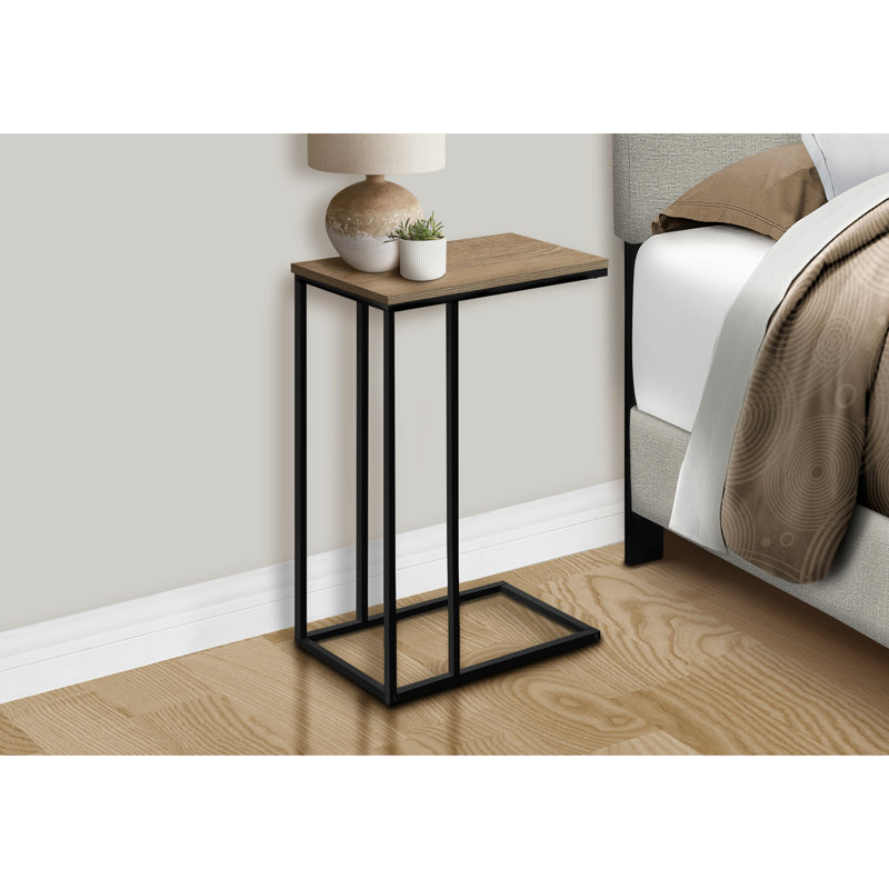 Table d'appoint pour espaces de vie - Stratifié taupe, base en métal noir en métal stratifié, s'adapte élégamment aux espaces