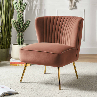 Fauteuil d'appoint en velours Euclid avec pieds en métal