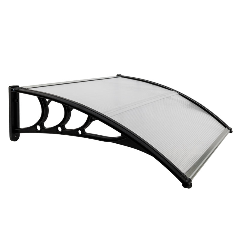 40'' W x 9'' D Plastic Cover Awning, Black/Clear