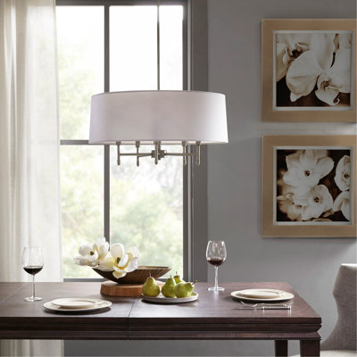 White Drum Shade 5-Light Chandelier