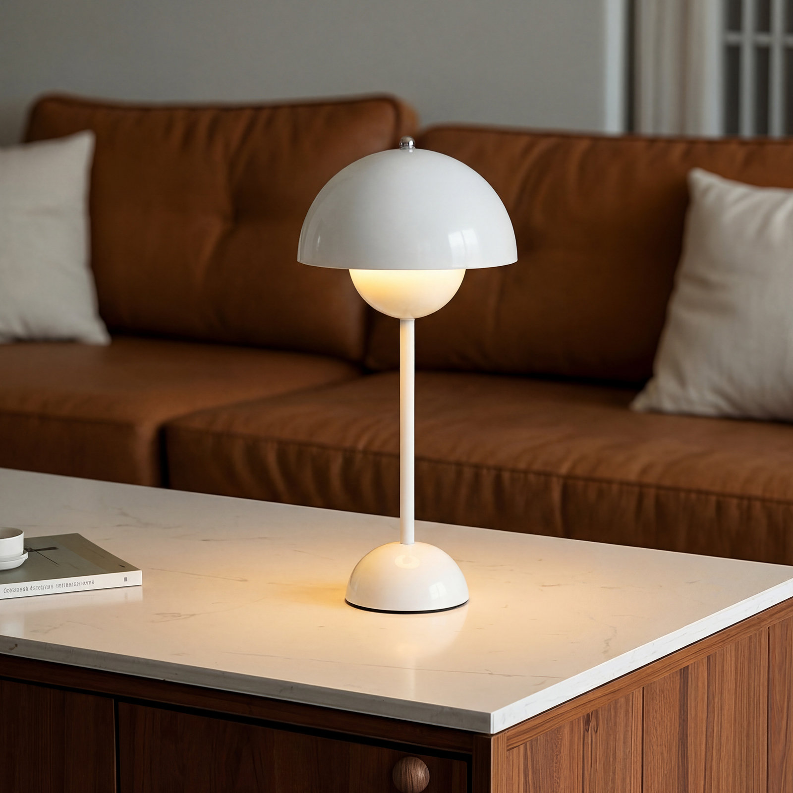 Brunilde Adjustable Metal Table Lamp, White, White