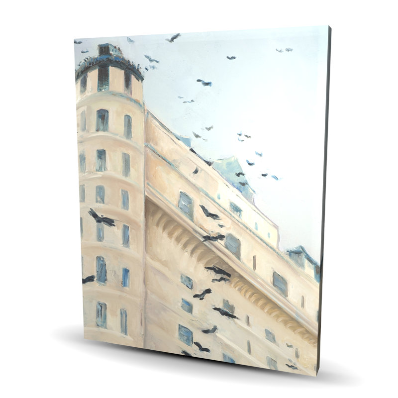 Oiseaux qui volent devant un bâtiment bleu | Décoration intérieure