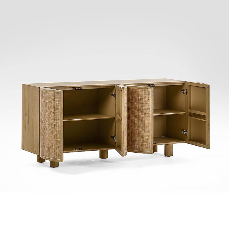 Armoire d'appoint en bois massif de rotin, Brun orangé