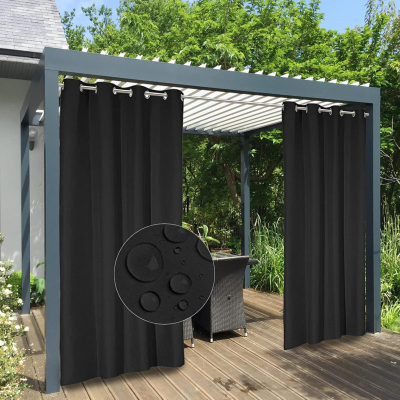 Outdoor Curtains Windproof Weatherproof Porch Curtains Premium Thick Outdoor Privacy Grommet Top Panels For Patio Gazebo And Pergola 1 Panel