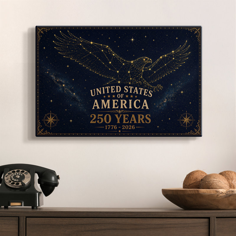Aigle parmi les constellations - Toile tendue avec châssis - prête à être accrochée, 12X18