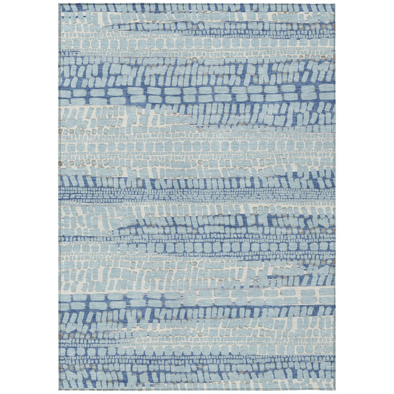 Machine Washable Indoor/Outdoor Chantille ACN2540 Abstract Rug, Sky, Rectangle 9' x 12'