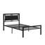 Lit simple, structure de lit en métal, noir, conception solide et stable, environnement calme et relaxant, étapes d'assemblage faciles, pas de sommier tapissier nécessaire, structure d'une capacité de 300 lb, sommeil,