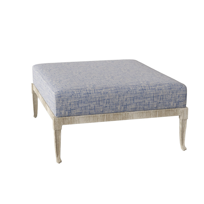 Wiltshire Outdoor Ottoman, Weathered White, Denver Scarlett Sunbrella®