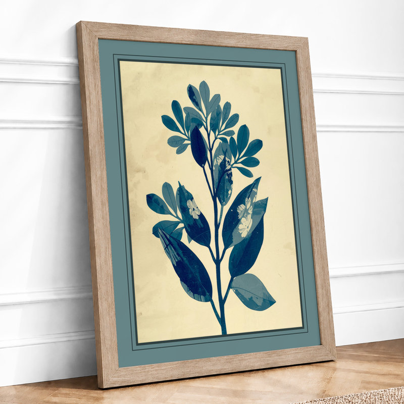 Blue Flowering Botanical - Framed Print, Oak, A3 - 42.0 x 29.7 cm