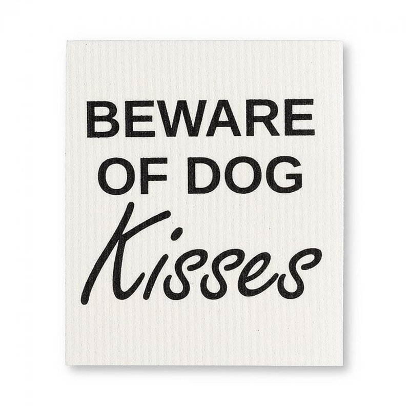 Set Of 2 Beware Of Dog Disses And Paw In A Heart Dishcloth