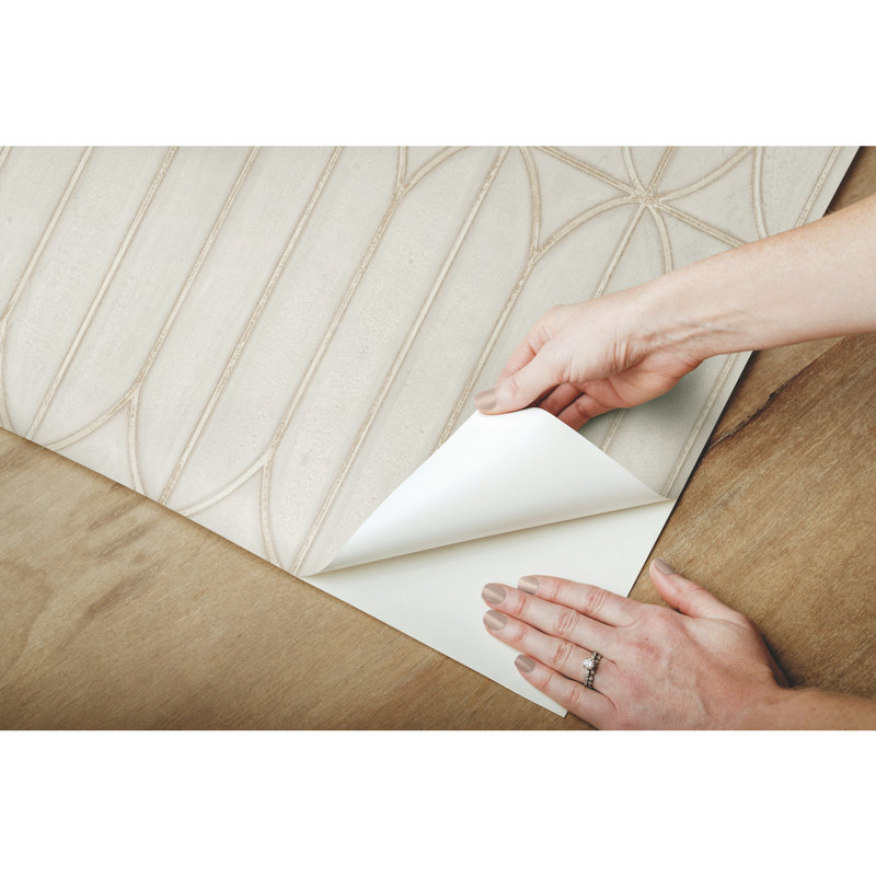 Geometric Peel & Stick Metallic Wallpaper Roll, Taupe
