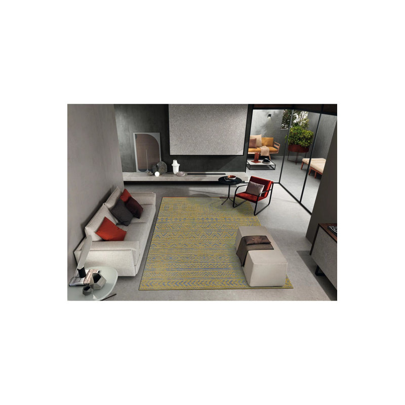 Tapis bleu lavable à rayures, Sous-tapis rectangulaire de 3 pi 3 po x 4 pi 11 po