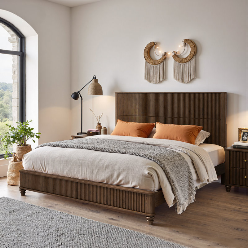 Solid Wood Bed Frame, Walnut