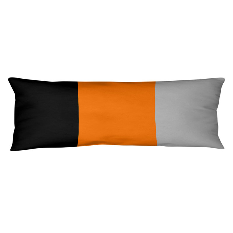 Abel Polyester Medium Pillow, Black/Orange/Silver