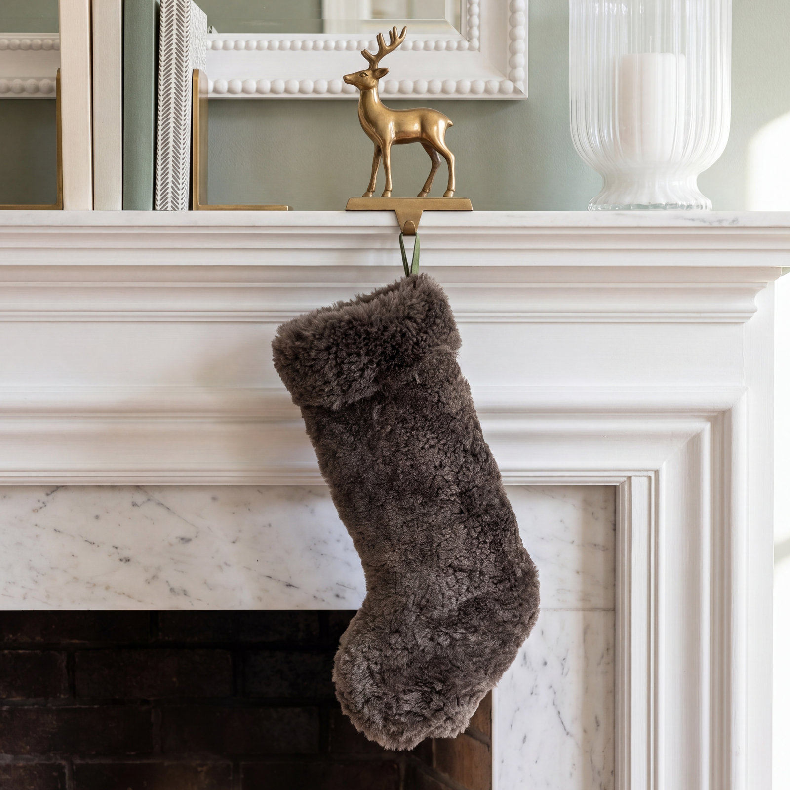 Cozy Delight Lamb Stocking, Forest Green