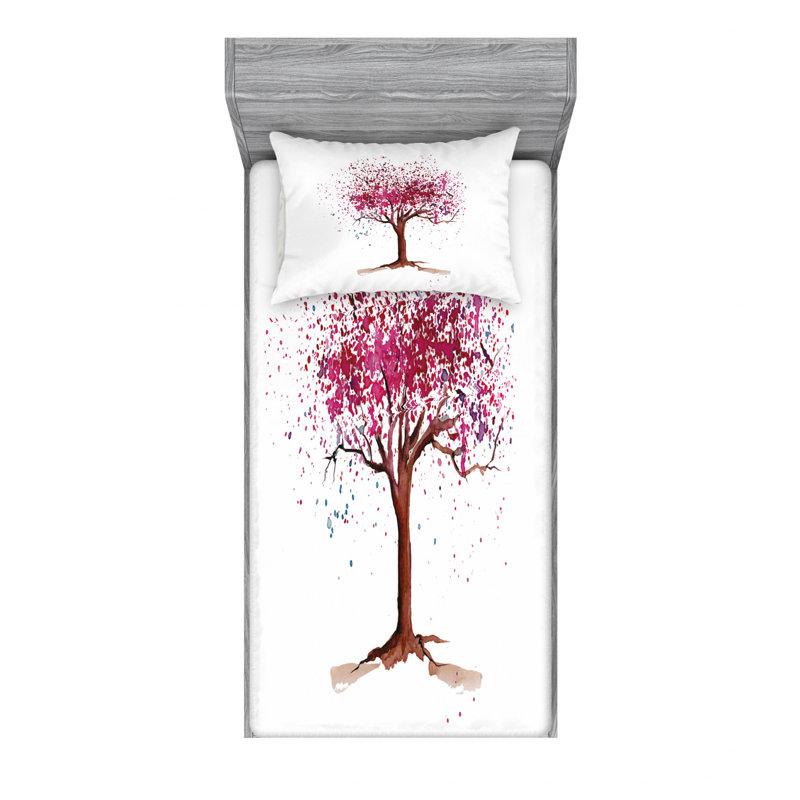 Microfiber Floral Sheet Set, Twin Sheet Set with Fitted Sheet