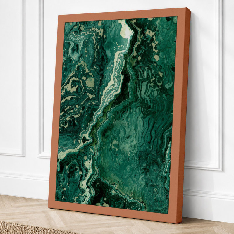 River Through Wilderness Landscape - Wrapped Canvas, 36x24 - 91.4 x 61.0 cm, Terracotta Border