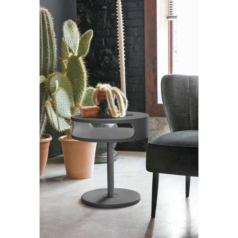 Figy Pedestal End Table, Graphite, Graphite